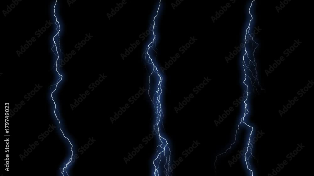 Three different lightning bolts isolating on black Three different lightning bolts isolating on black