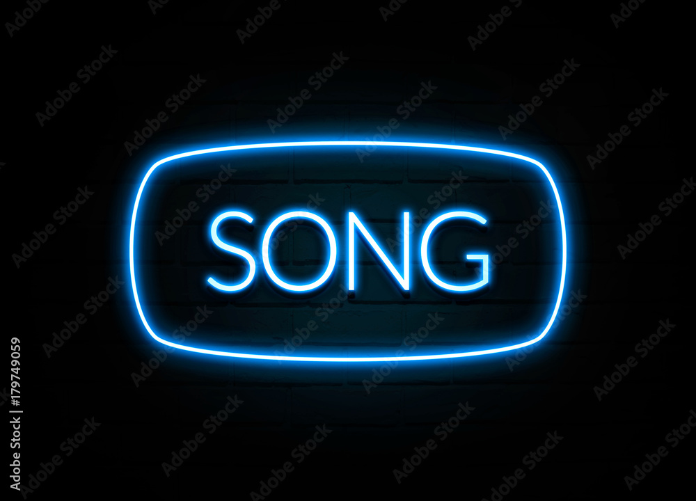 Song - colorful Neon Sign on brickwall Song - colorful Neon Sign on brickwall