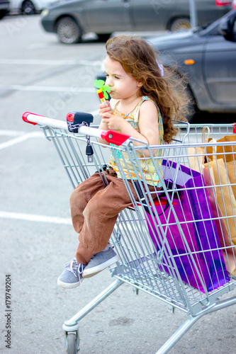 Little kid girl having fun ...