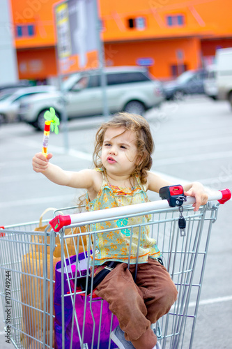 Little kid girl having fun ...
