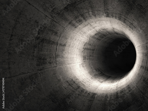 Fototapeta Naklejka Na Ścianę i Meble -  Round concrete tunnel interior. Abstract 3d