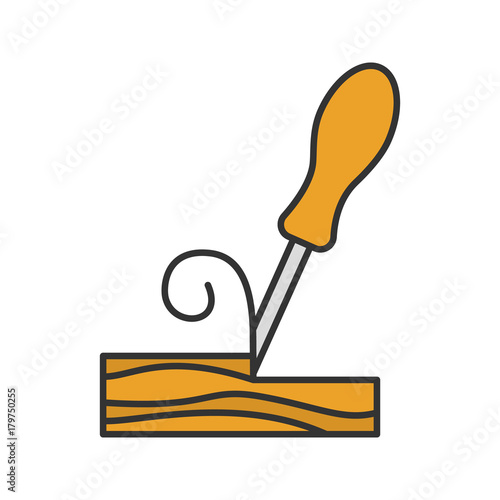 Wood chisel color icon