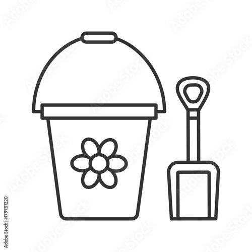 Toy bucket and shovel linear icon