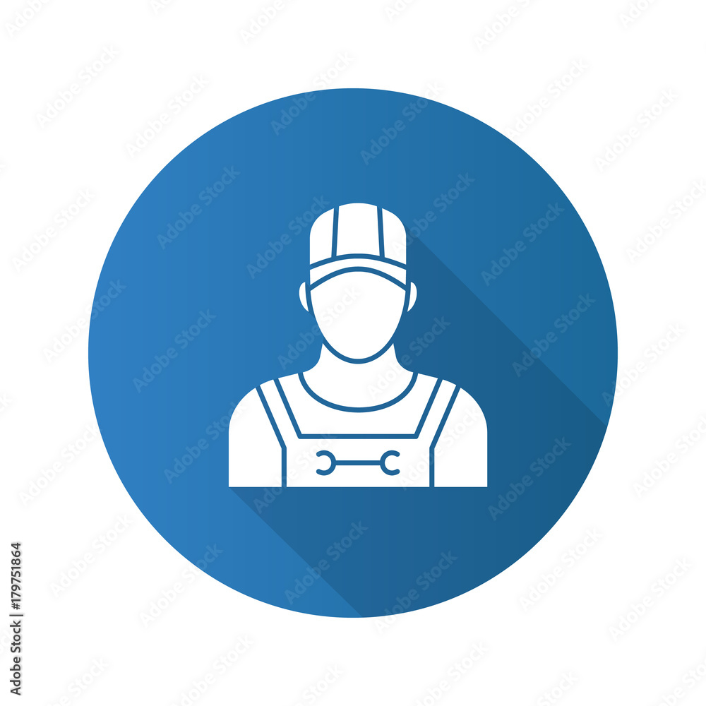 Plumber flat design long shadow glyph icon Plumber flat design long shadow glyph icon