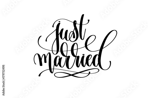 just married hand lettering inscription positive quote photo