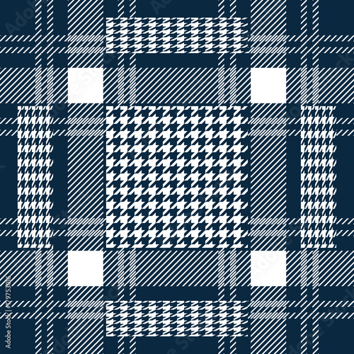 Traditional grey Arabic scarf with black and white checkers and stripes.