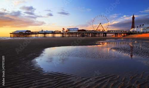 Reflections of Blackpool Pier and Beach photo