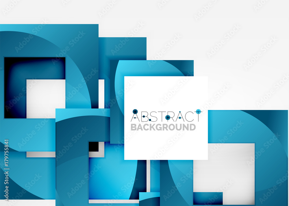 Squares geometric object in light 3d space, abstract background