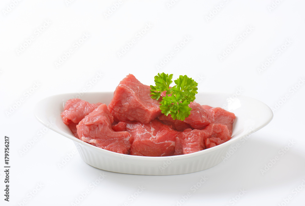 diced raw beef