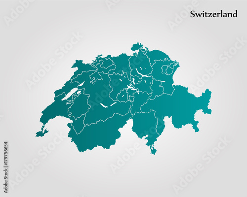 Fototapet Map of Switzerland