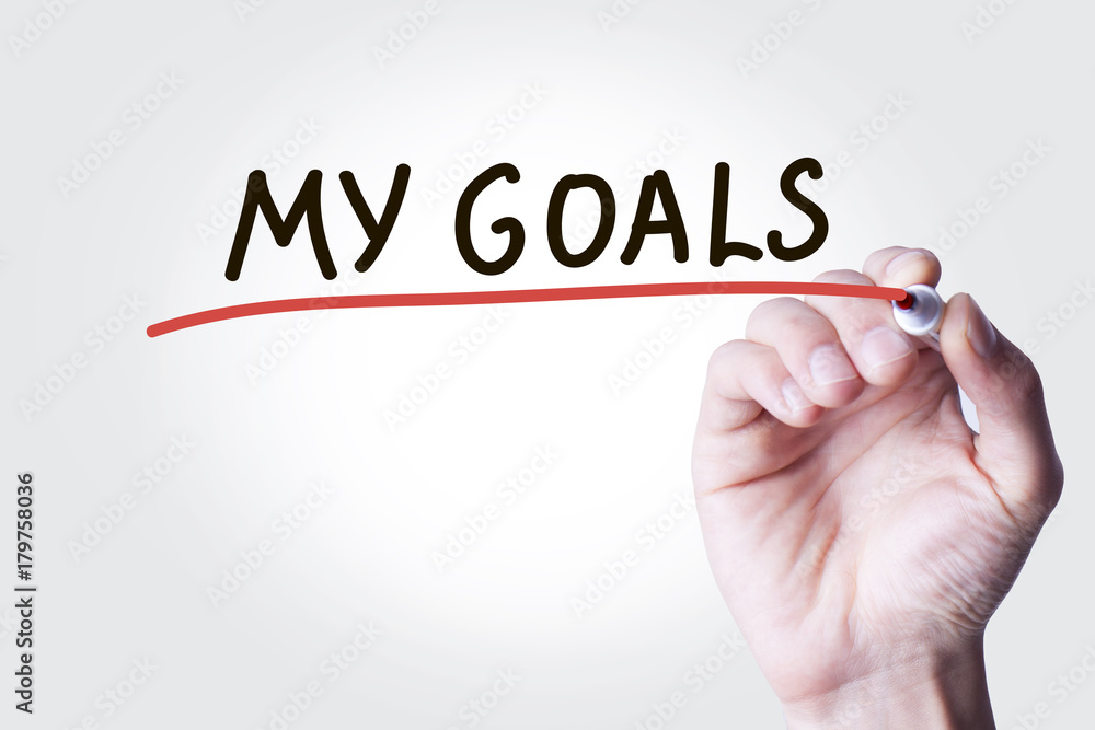 man written my goals text man written my goals text