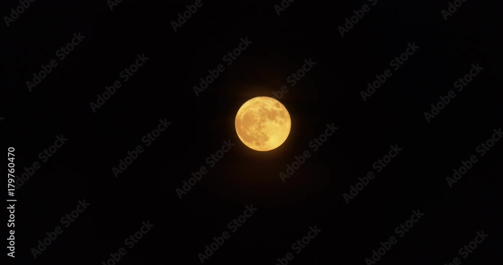 Bright Yellow Full Moon in Night Sky Bright Yellow Full Moon in Night Sky