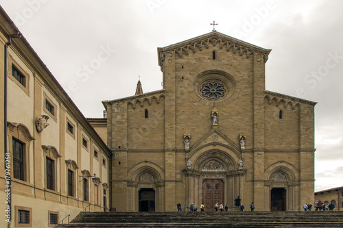 Front of the Cathedral of  Arrezo  Tuscany   Italy.