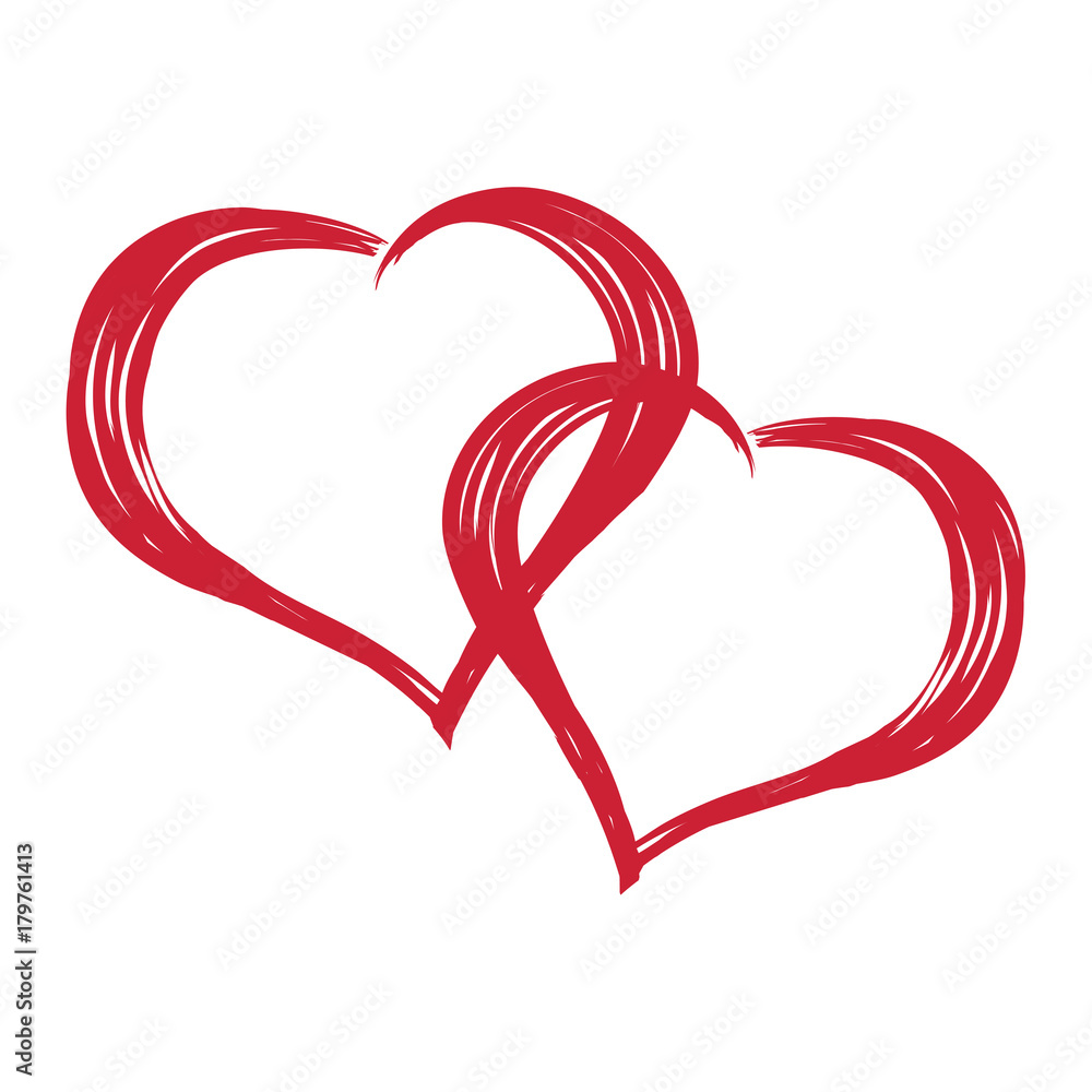 Doodle love,Two hearts isolated on white background. Valentine's Day. Hand Drawn Sketch Style vector illustration. Flat design. Design elements for greeting cards and etc.