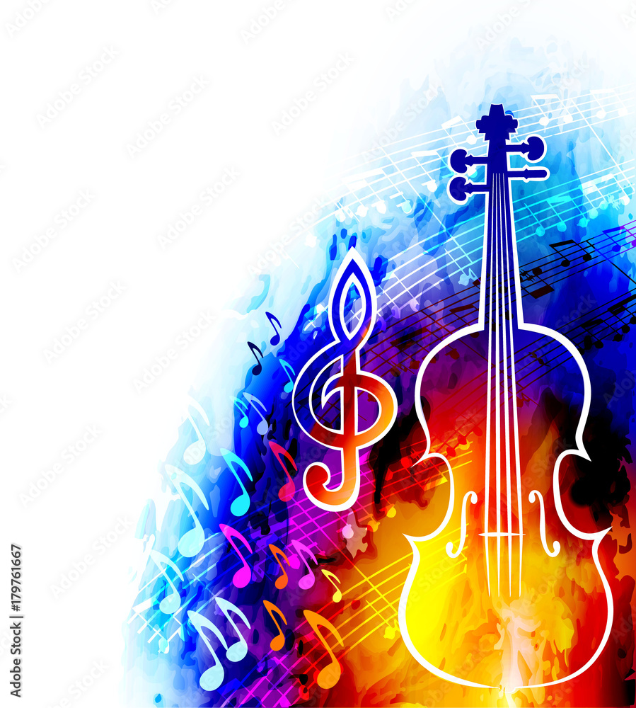 Classical music background with violin and musical notes Stock Vector ...