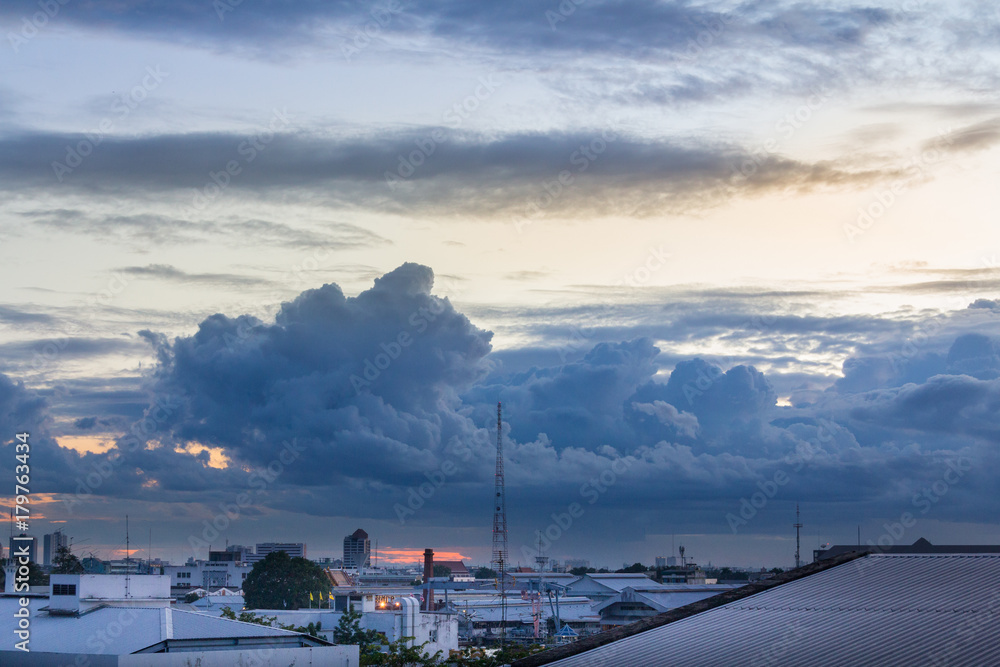 Cityscape view and twilight background Cityscape view and twilight background