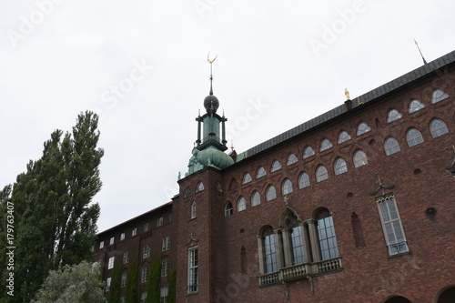 Stockholms stadshus, Stadtregierung, Statue, Gold, Säule, Regierung, Stadtparlament, Insel, Kungholmen, Riddarfjärden, Turm, Altstadt, Stadtzentrum, Stadthausturm photo