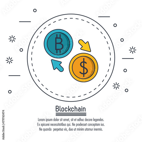 Blockchain and bitcoin icon vector illustration graphic design