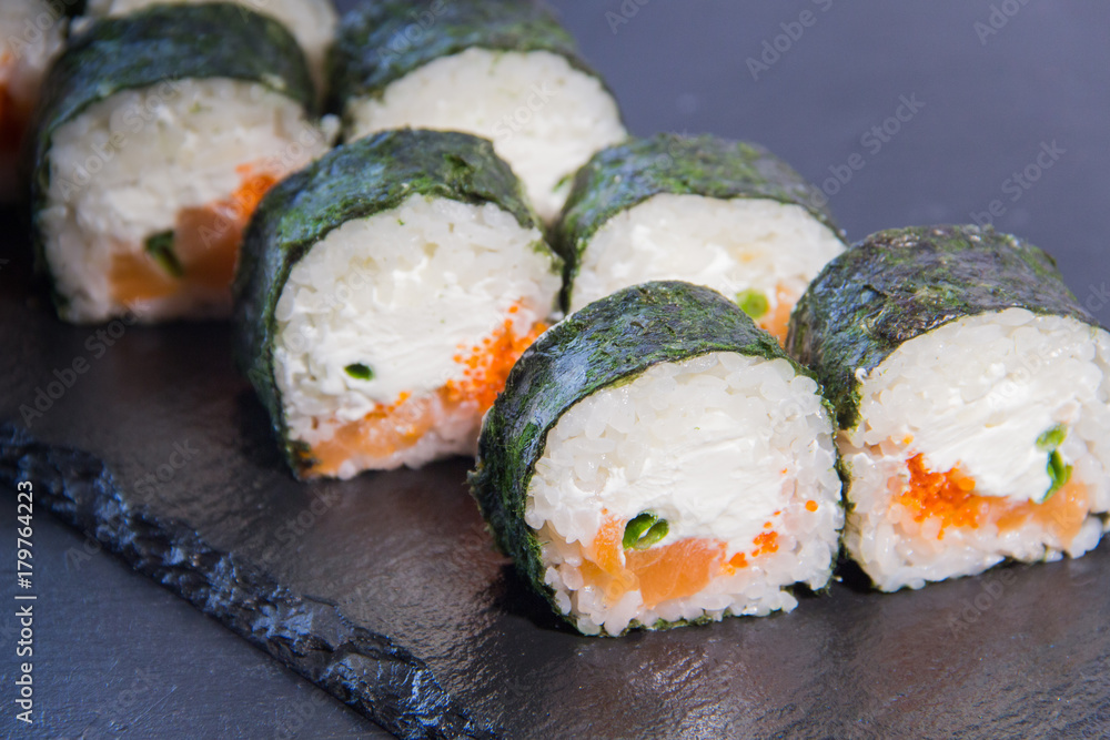 Sushi roll with. Japanese food. 1 Sushi roll with. Japanese food. 1