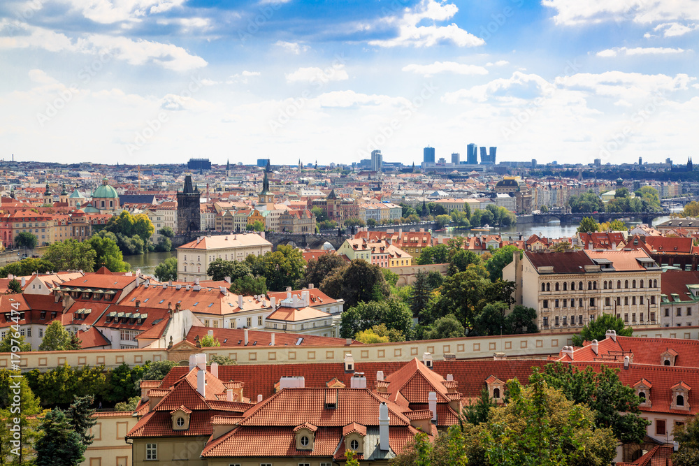 Panorama of Prague old town, Czech Republic