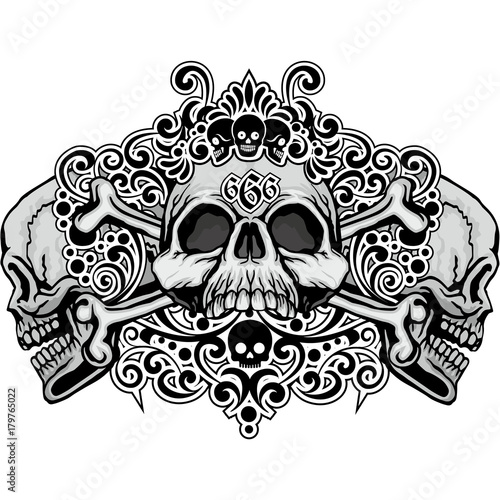 grunge skull coat of arms