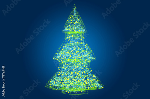 Abstract luminous Christmas tree, 3D rendering