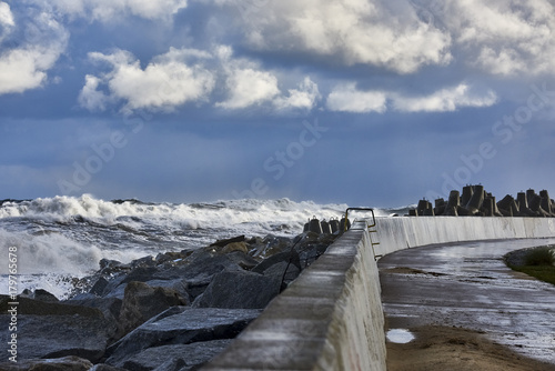 Baltic sea during the storm, Port of Wladyslawowo, Poland © janmiko
