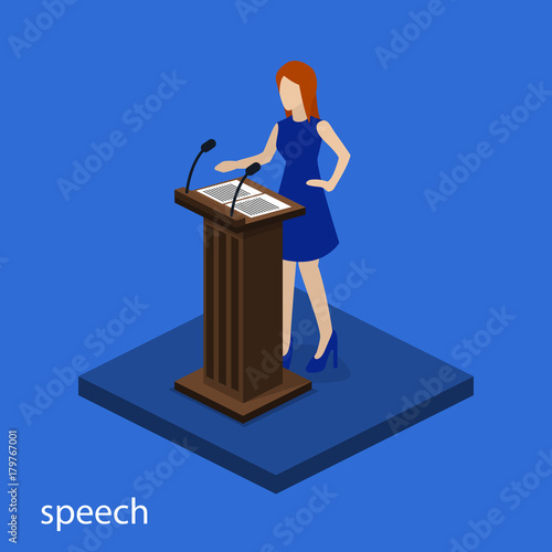 Isometric 3D vector illustration debates and voting in elections