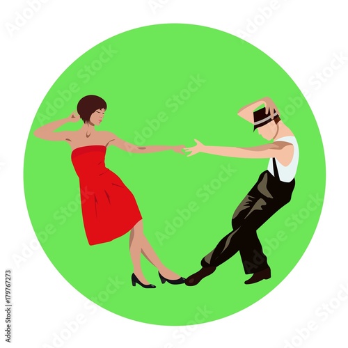 Couple man and woman dancing, vintage dance