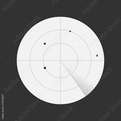 Scanning radar with detected objects
