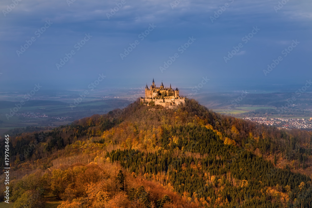 View on Hohenzollern Castle in Autumn