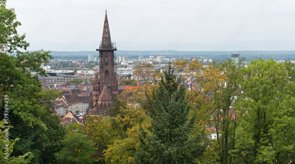 View to Freiburg im Breisgau from the slope of Schlossberg View to Freiburg im Breisgau from the slope of Schlossberg