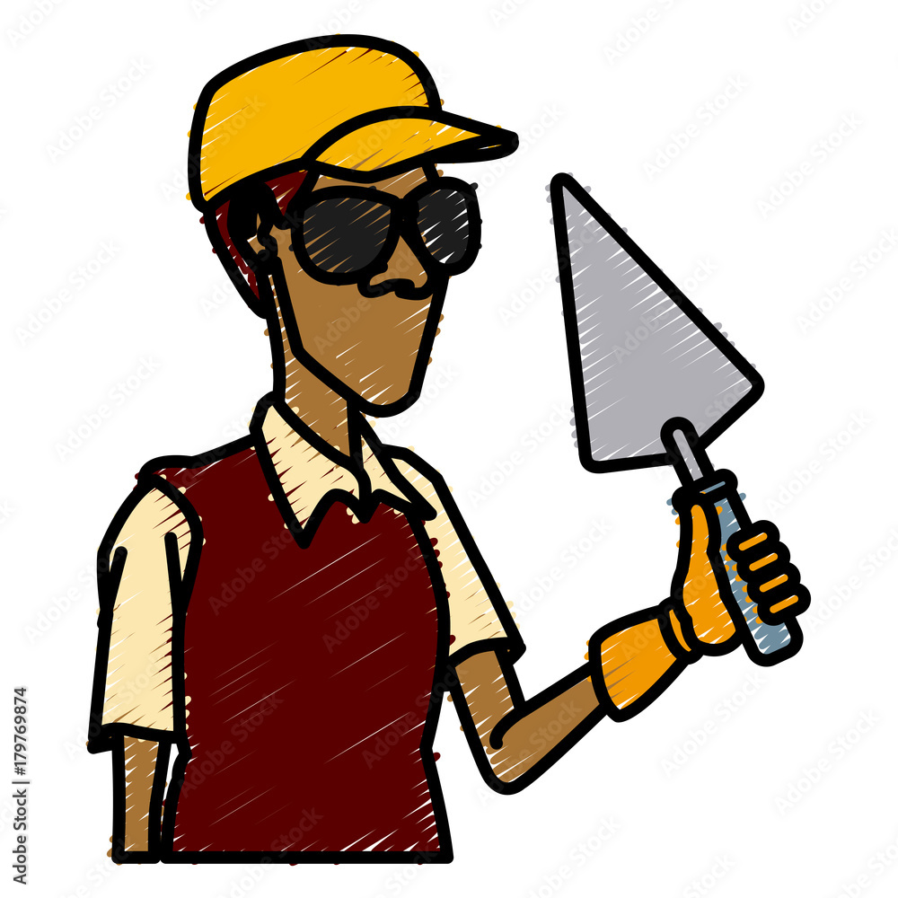 Obraz premium Painter worker with tool icon vector illustration graphic design