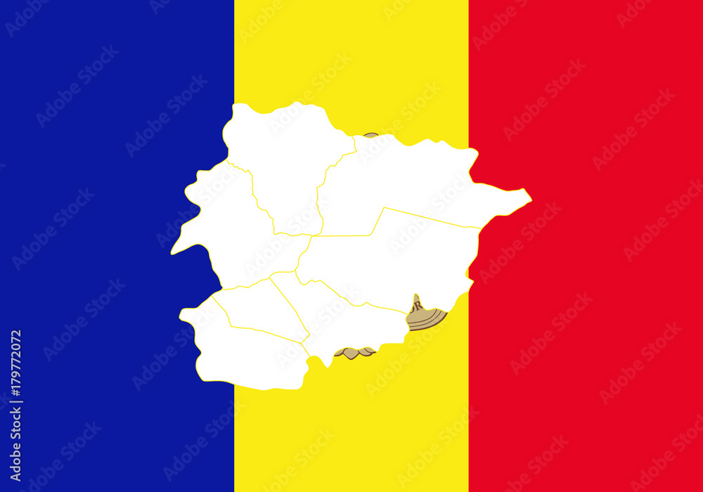 Obraz premium Map and fag of Andorra