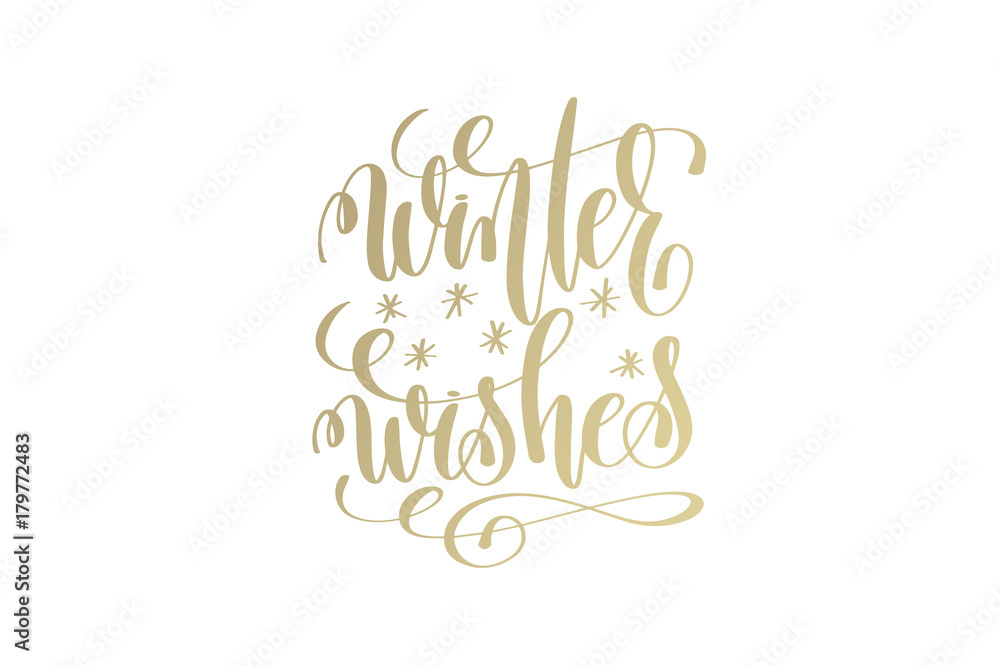winter wishes golden hand lettering winter holidays celebration