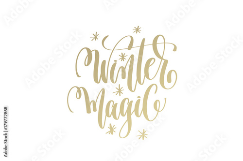 winter magic golden hand lettering winter holidays celebration q