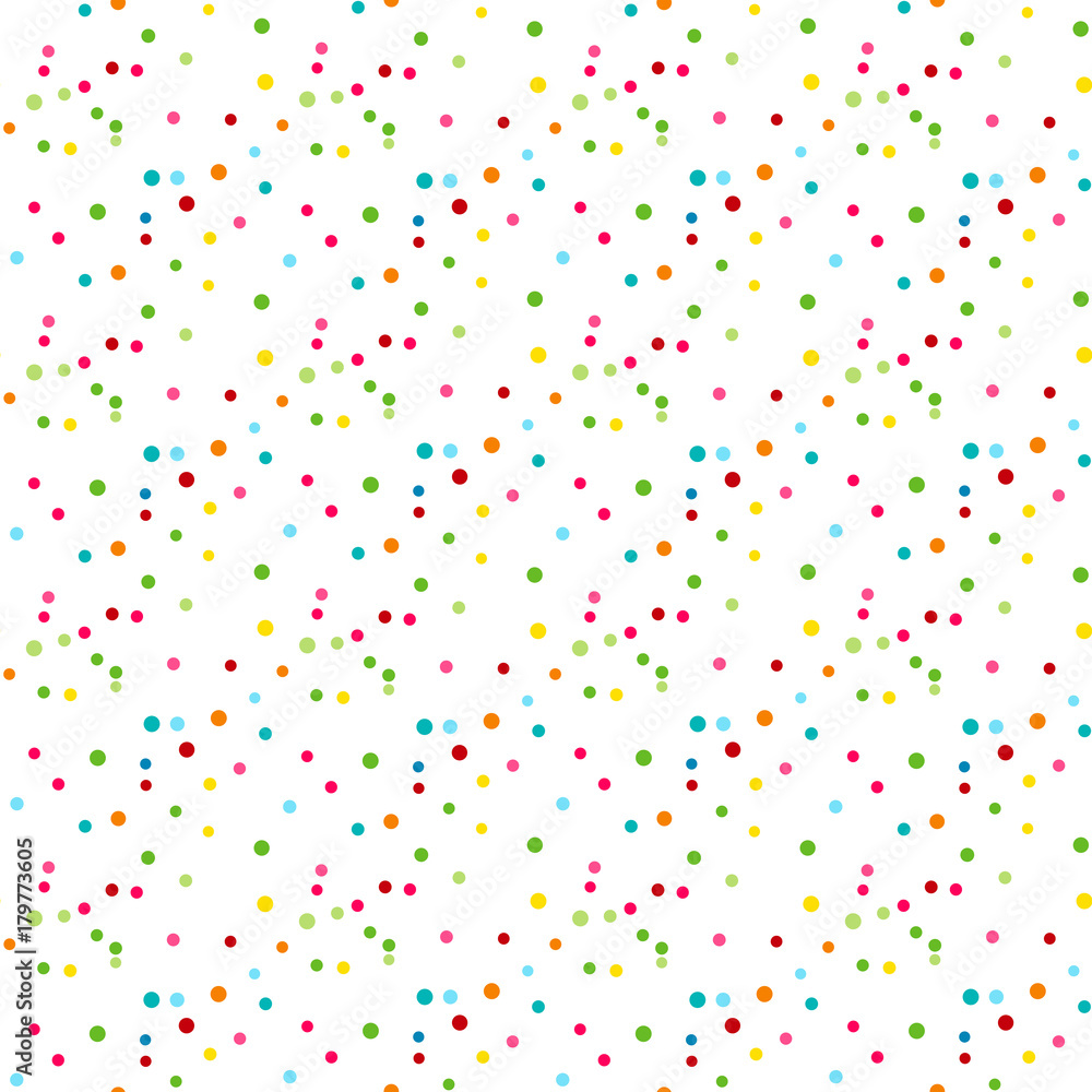 A Happy Birthday, Christmas or New Year Party decor. Vector carnaval seamless colorful pattern for kids birthday party. Kids festive background with confetti.