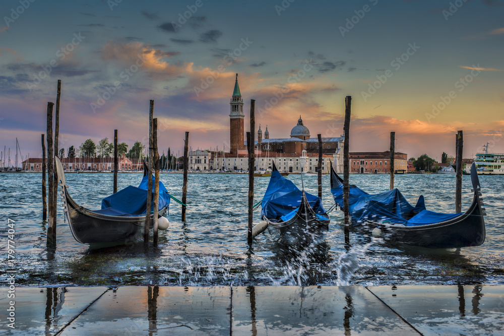 St Giorgio Maggiore with Gondolas, Venice, Italy