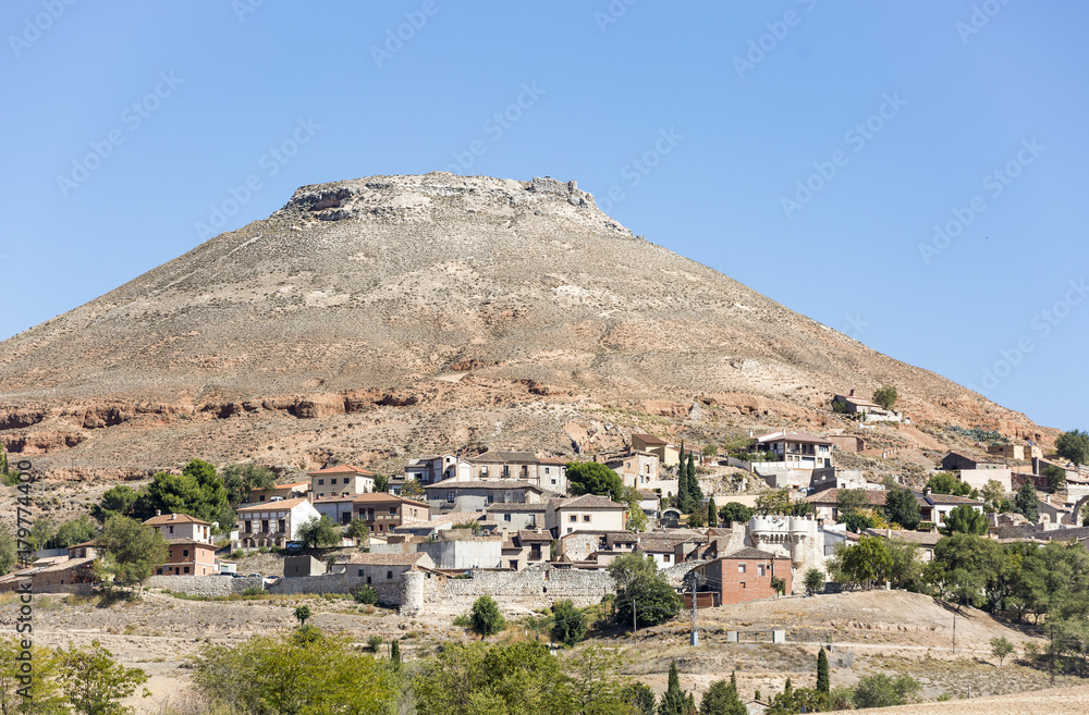 landscape and a view of Hita town, province of Guadalajara, Spain