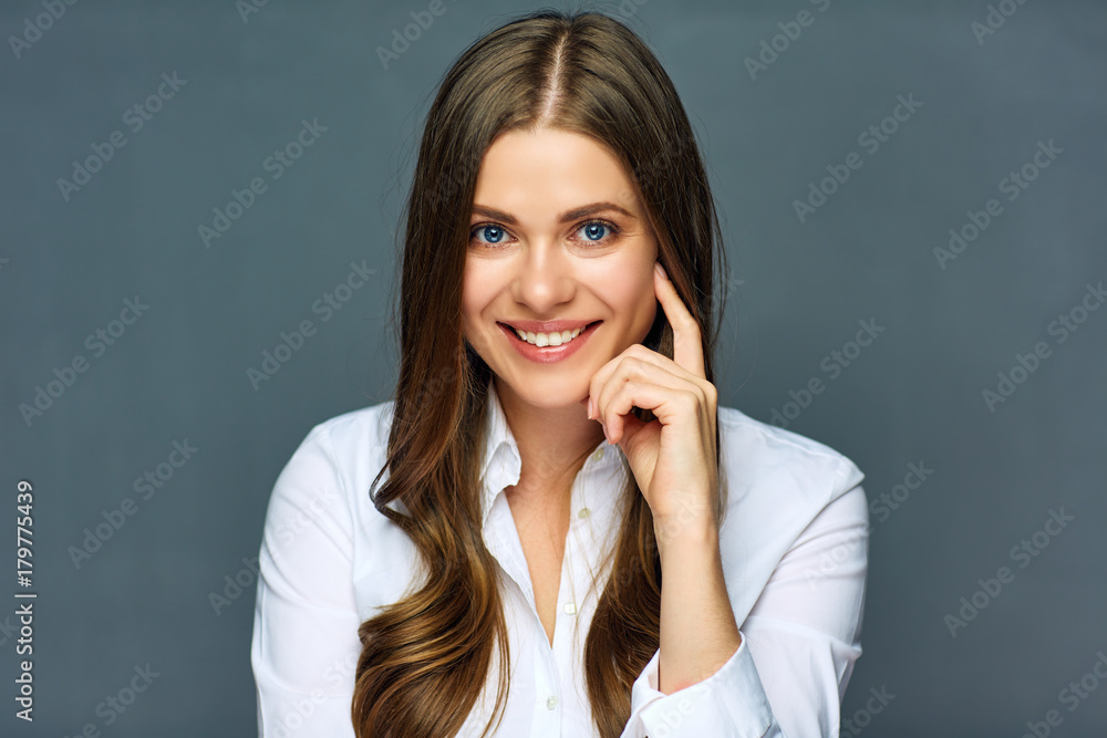 Thinking confident business woman portrait. Thinking confident business woman portrait.