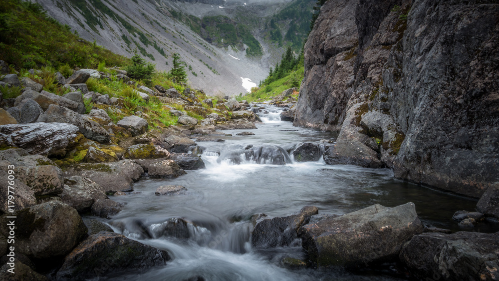 River flows down the mountain River flows down the mountain