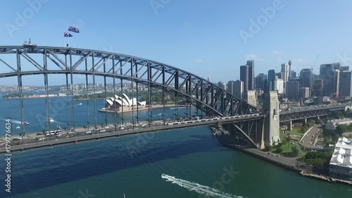 Aerial from Australia Sydney Harbour bridge 4K Skyline boat cruise photo