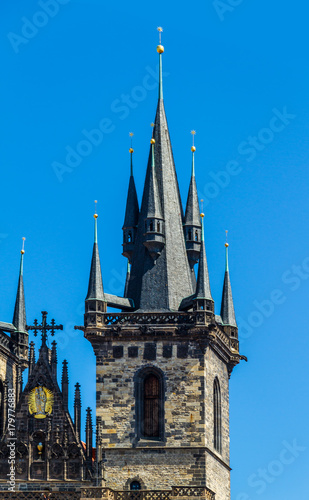 Church of Our Lady before Tyn Chram Matky Bozi pred Tynem . Czech Republic, first Gothic building in Bohemia, about the year 1230, today there is the National Gallery