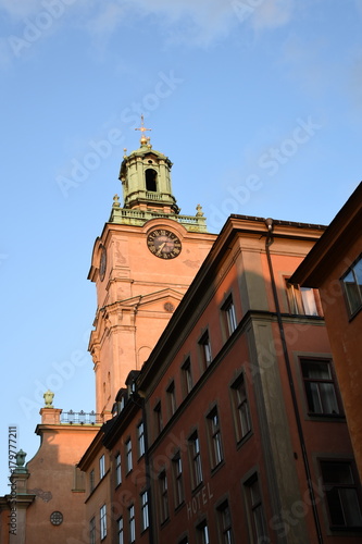 Stockholm, Schweden, Nikolaikirche, Sakt Nikolai Kirche, Nikolai, Gamla Stan, Altstadt, Stadholmen, Insel, Nikolaus, Kirche, beten, Zentrum, Kultur, Turm, königliches Schloss photo