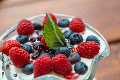 Homemade Yogurt with red fruits