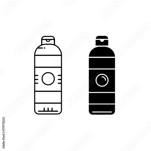 Cosmetic product bottle - black silhouette and line flat icon. Rectangle shape tube for facial toner or cleanser, hair shampoo and conditioner, body lotion and cream. . 