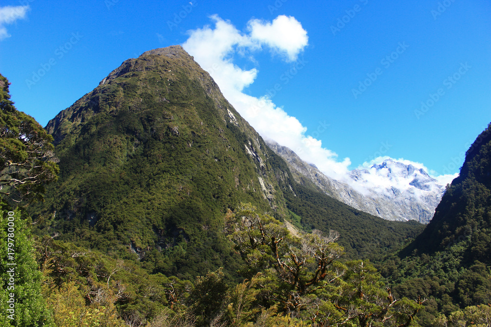 view of the mountain top from Milford Sound Highway view of the mountain top from Milford Sound Highway