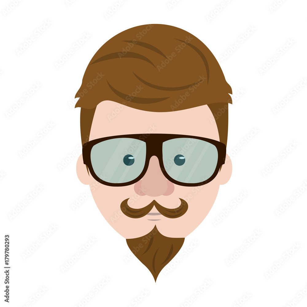 Hipster face cartoon icon vector illustration graphic design