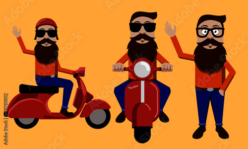 Hipster on a scooter