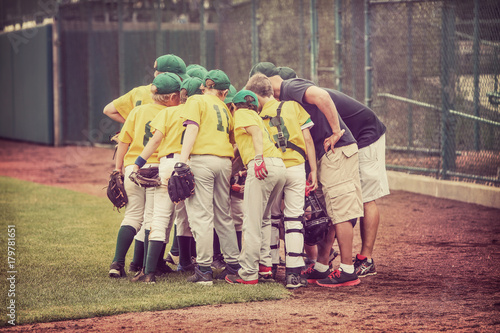 Baseball team in a huddle